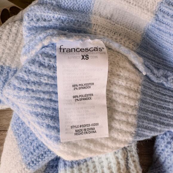 NWT-Francesca's Janae Striped Turtleneck Pullover Striped Blue/White Sweater-XS - Picture 7 of 10